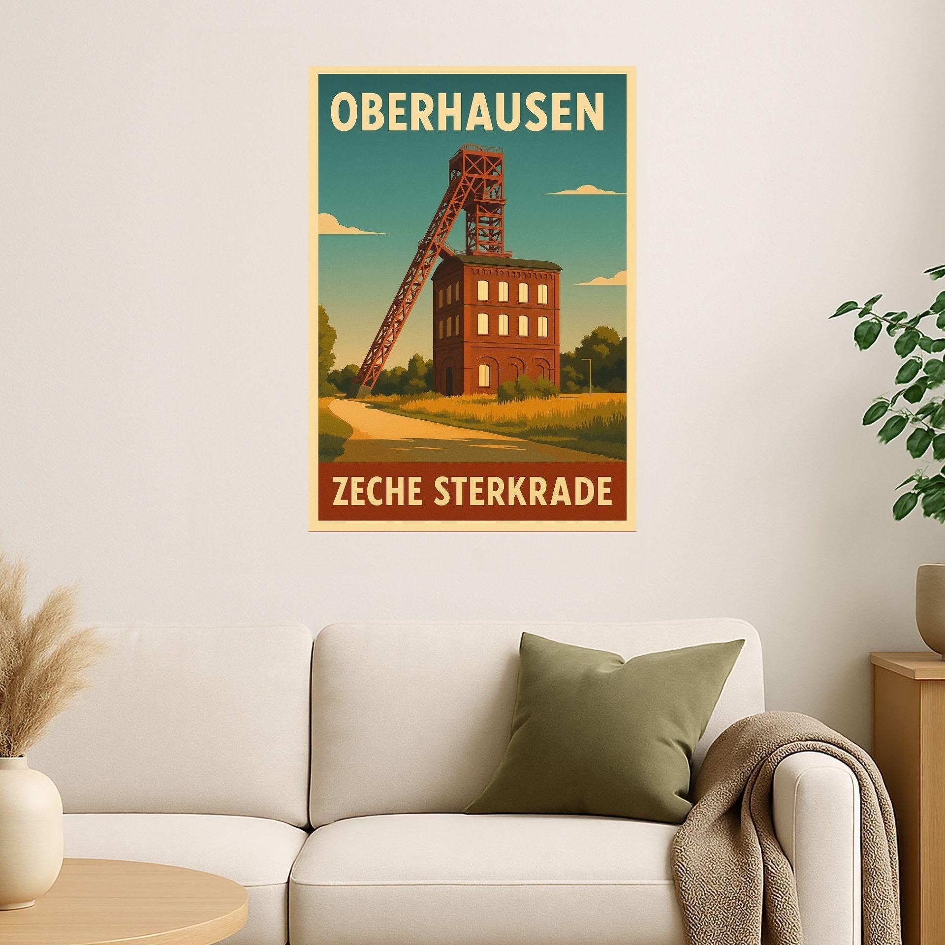 Zeche Sterkrade Oberhausen – Retro Poster im 70er-Look