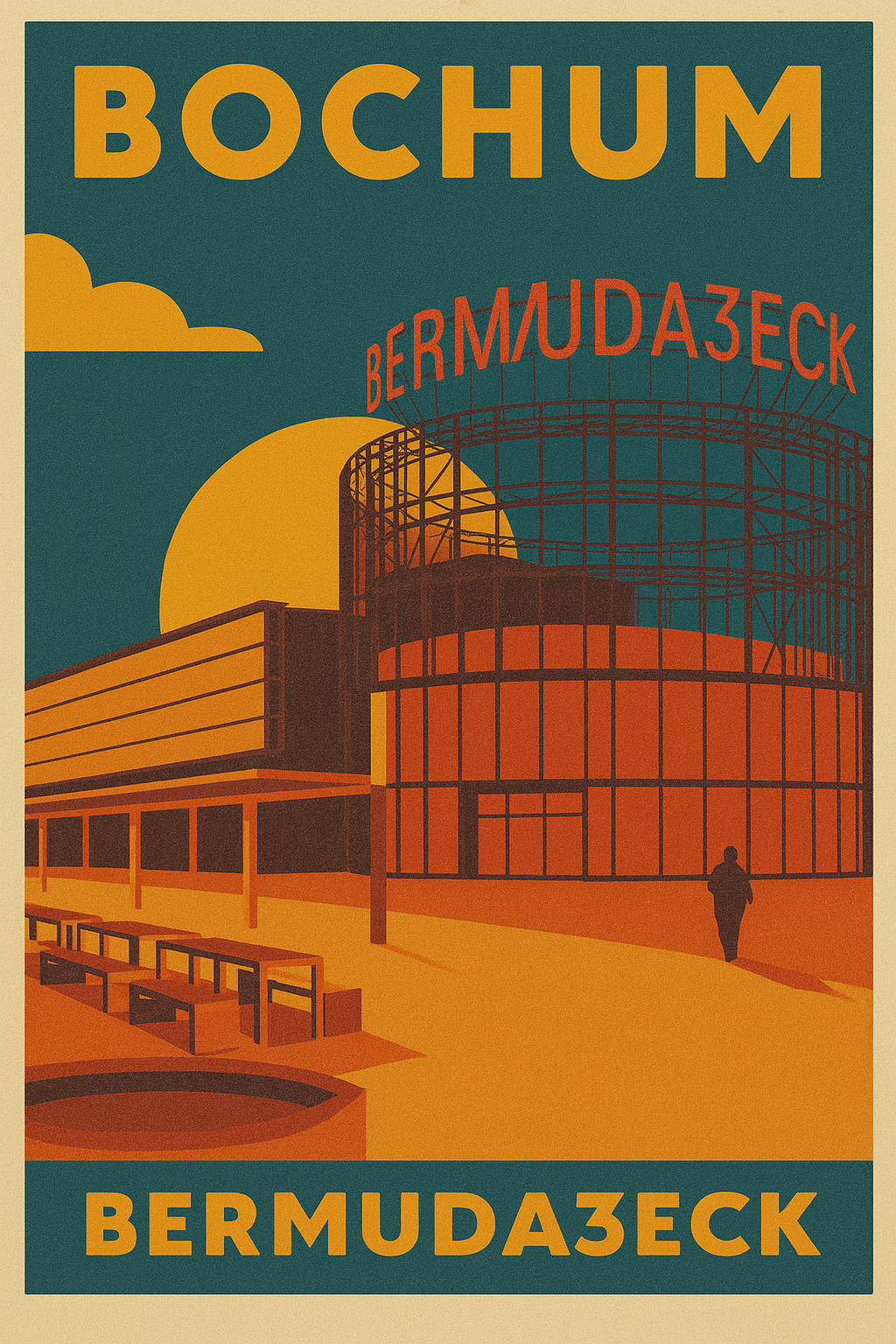 Bermuda3Eck Bochum – Retro Poster im 70er-Stil