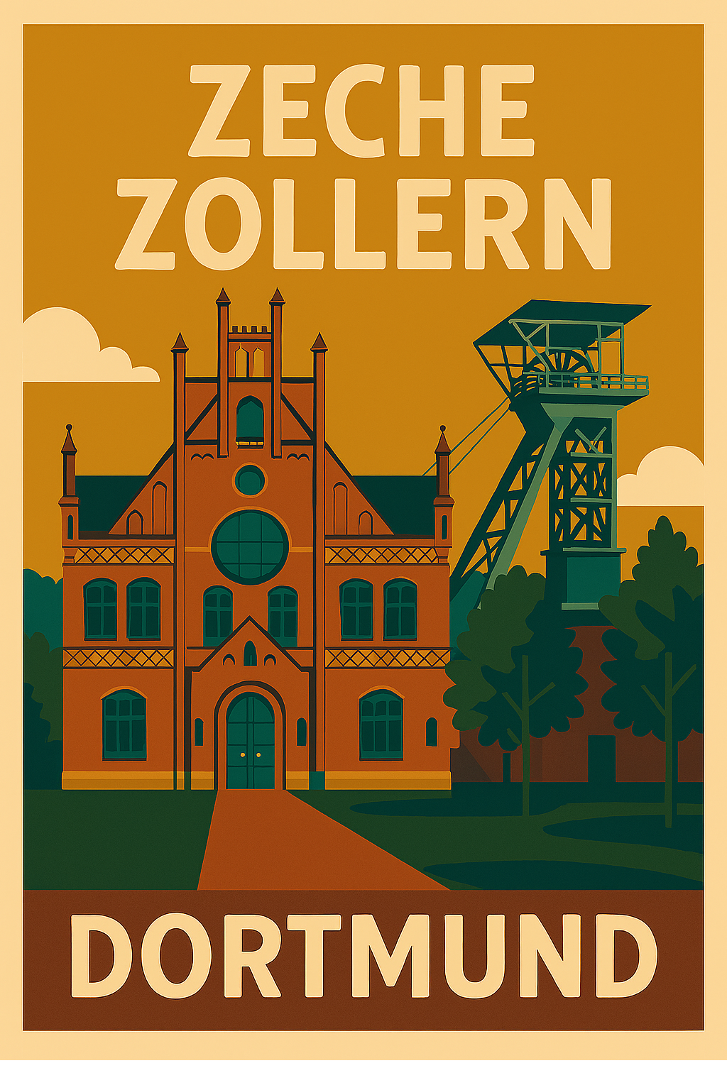 Retro Poster Zeche Zollern Dortmund – 70er Style