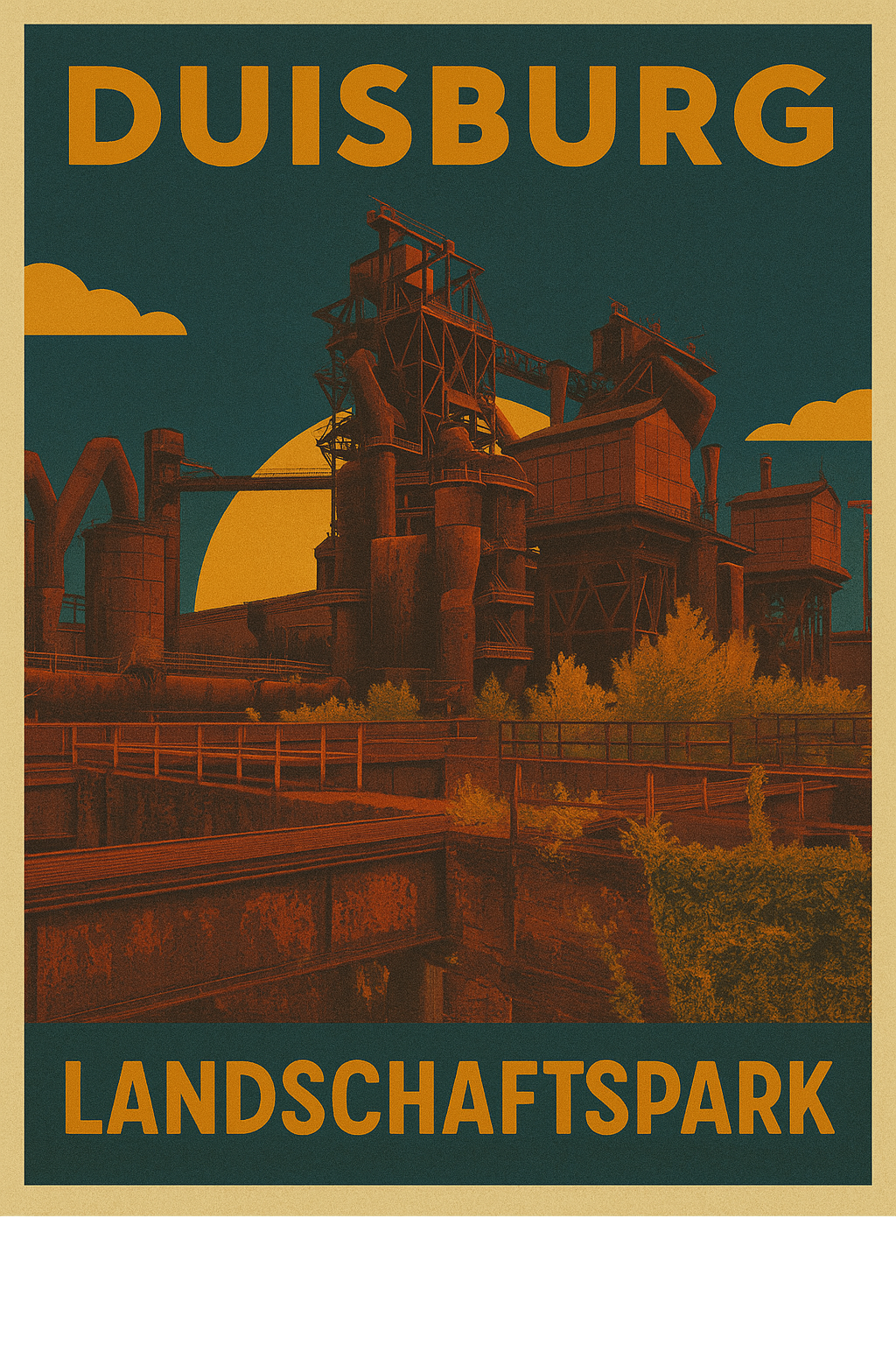 Landschaftspark Duisburg-Nord – Retro Poster im 70er-Look