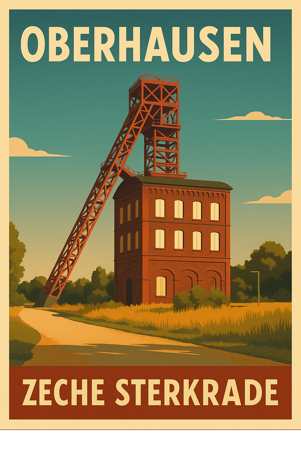 Zeche Sterkrade Oberhausen – Retro Poster im 70er-Look