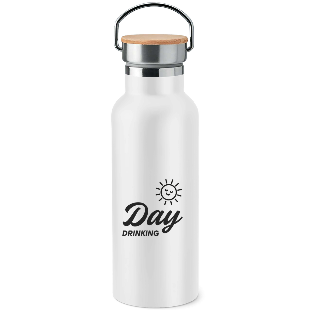 Edelstahl-Trinkflasche mit Bambusdeckel Day Drinking